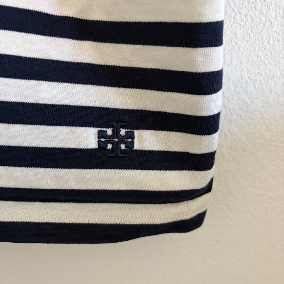 Tory Burch Stripe Top Womens S/P Navy White Cotton Boxy Style - Picture 4 of 12